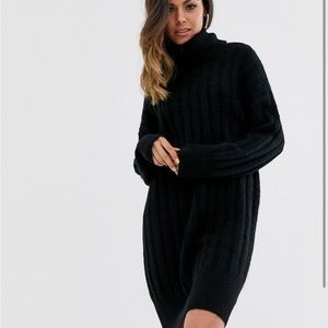 Worn once- New Look roll neck rib sweater dress in black